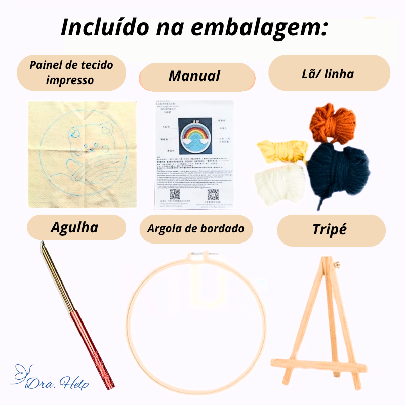 BordaHelp • PunchNeedle bordado inteligente anti-stress - KIT COMPLETO