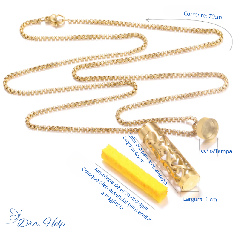 AuraHelp • Colar minimalista com pingente que libera aromaterapia - Dra. Help