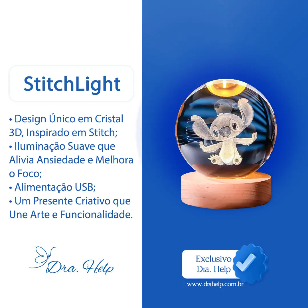 StitchLight • Bola de Cristal 3D com luz calmante - Dra. Help